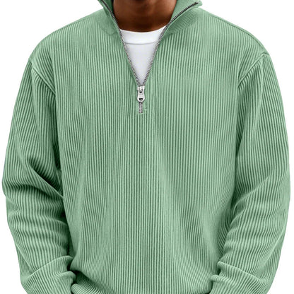 Effortless Knit Sweater for Men with High Neck Zipper