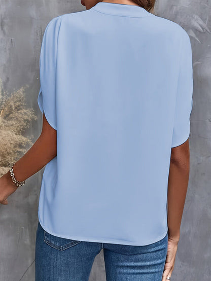 Elegant Blouse for Women with V Neck Draped