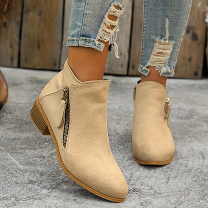 Comfortable Orthopedic Shoes for Women with Zipper Block Heel Slip On Style