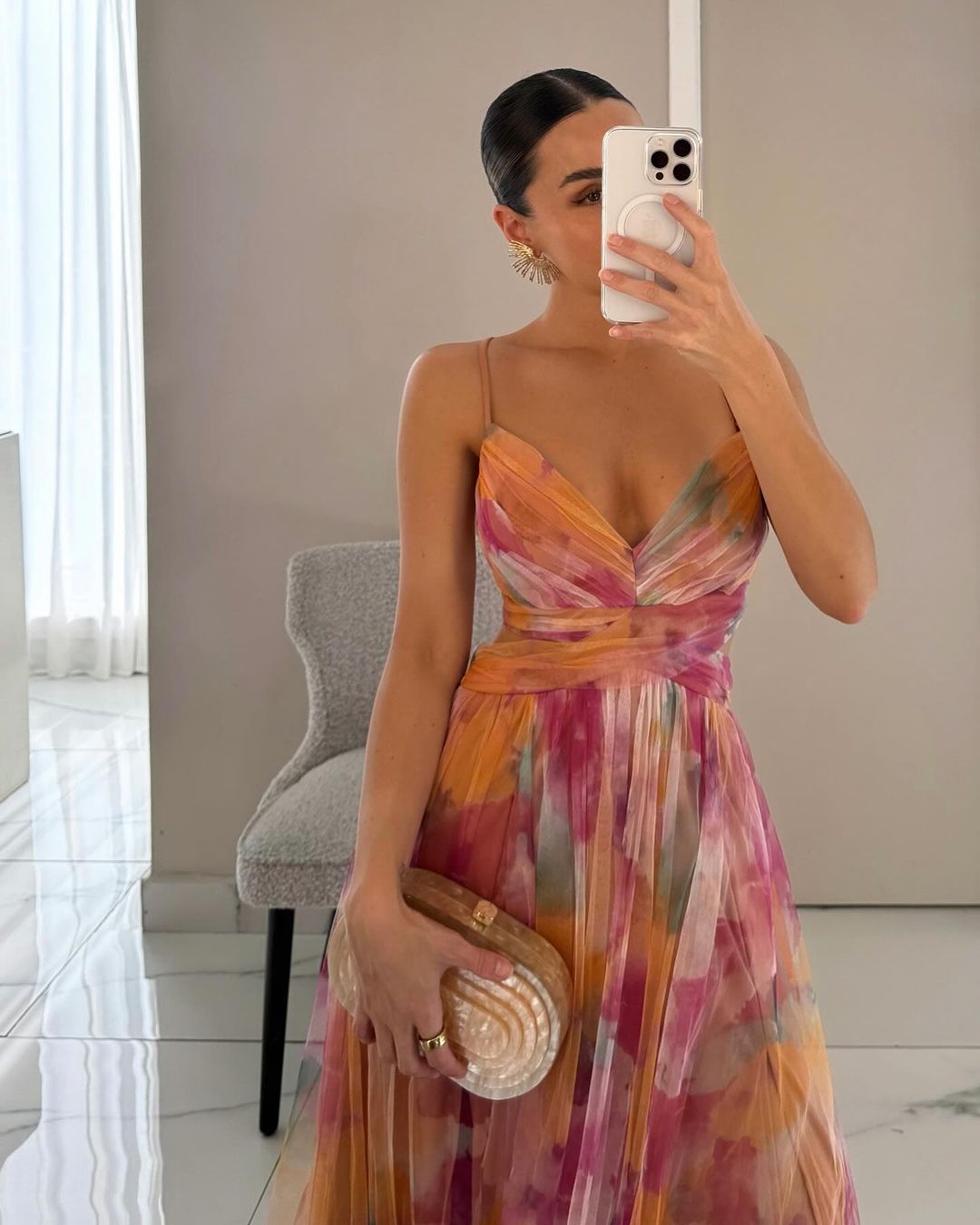 Elegant Floral Maxi Dress for Women with V Neck Sleeveless Formal Wedding Guest Style