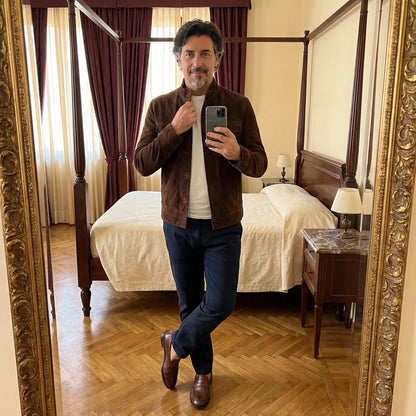 Comfortable Suede Jacket for Men with Pocket Casual Style
