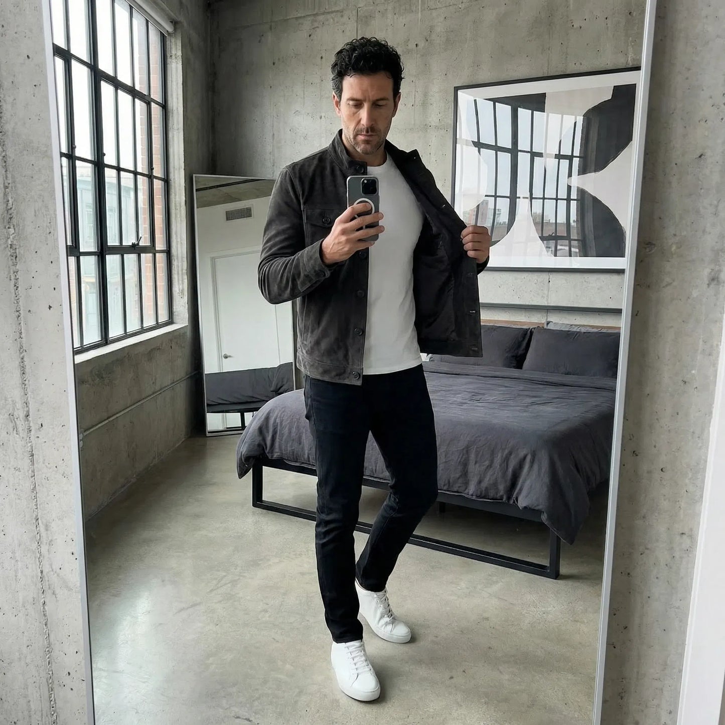 Comfortable Suede Jacket for Men with Pocket Casual Style