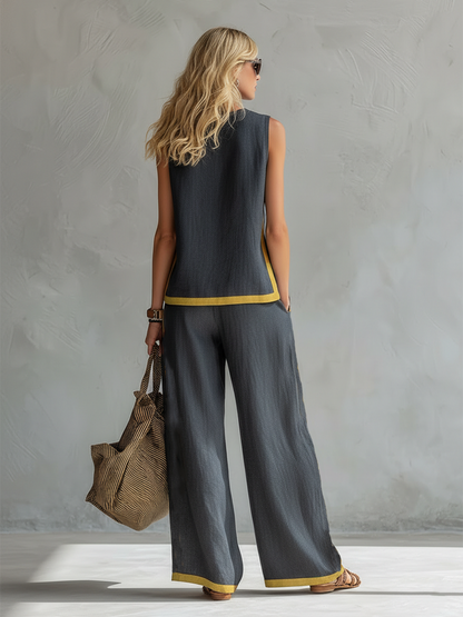 Effortless Two Piece Set for Women with Sleeveless Casual Style