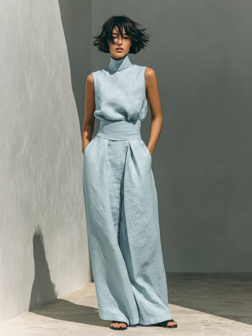 Stylish Two Piece Set for Women with Sleeveless Casual Style