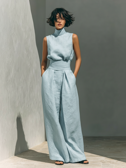 Stylish Two Piece Set for Women with Sleeveless Casual Style