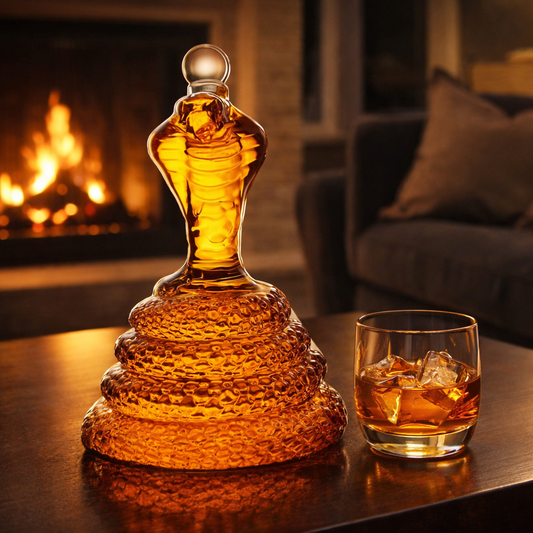 Stylish Whisky Decanter Bottle Gift Set with Cobra Design