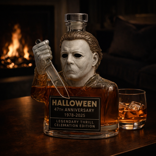 Stylish Whisky Decanter Bottle Gift Set with Horror Design
