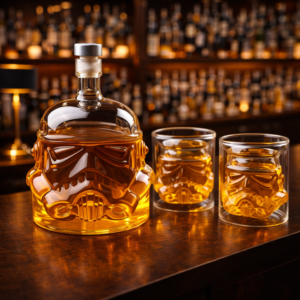 Stylish Whisky Decanter Bottle Gift Set with and Glass Design