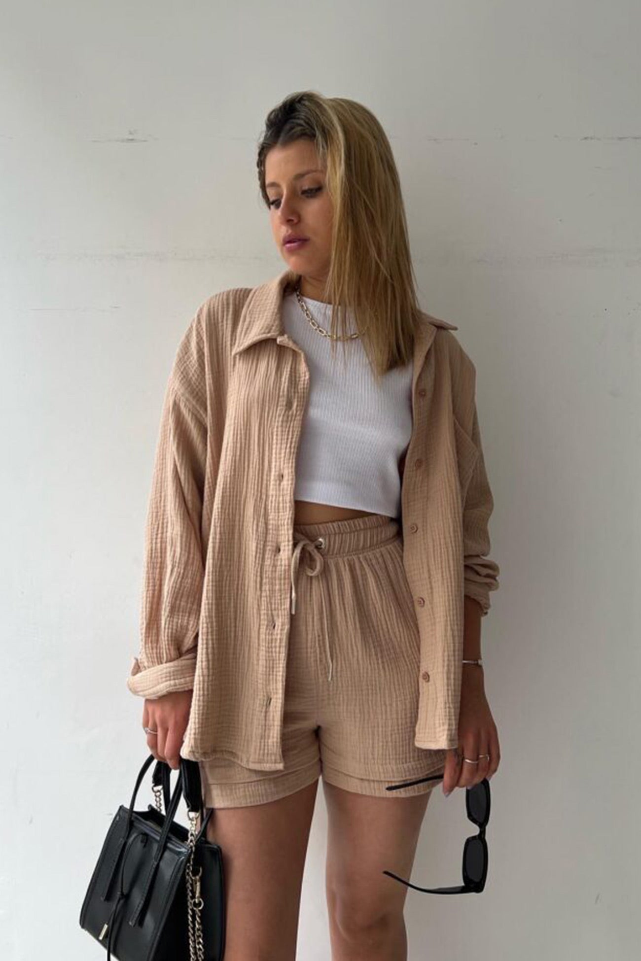 Effortless Two Piece Set for Women with Button Down