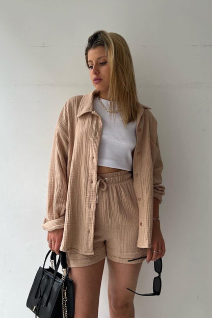 Effortless Two Piece Set for Women with Button Down