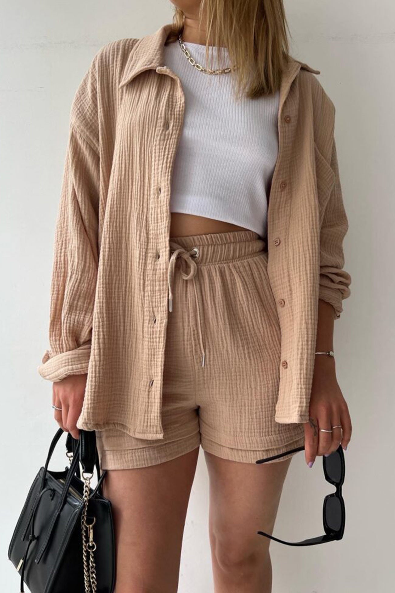 Effortless Two Piece Set for Women with Button Down