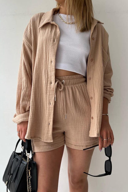 Effortless Two Piece Set for Women with Button Down