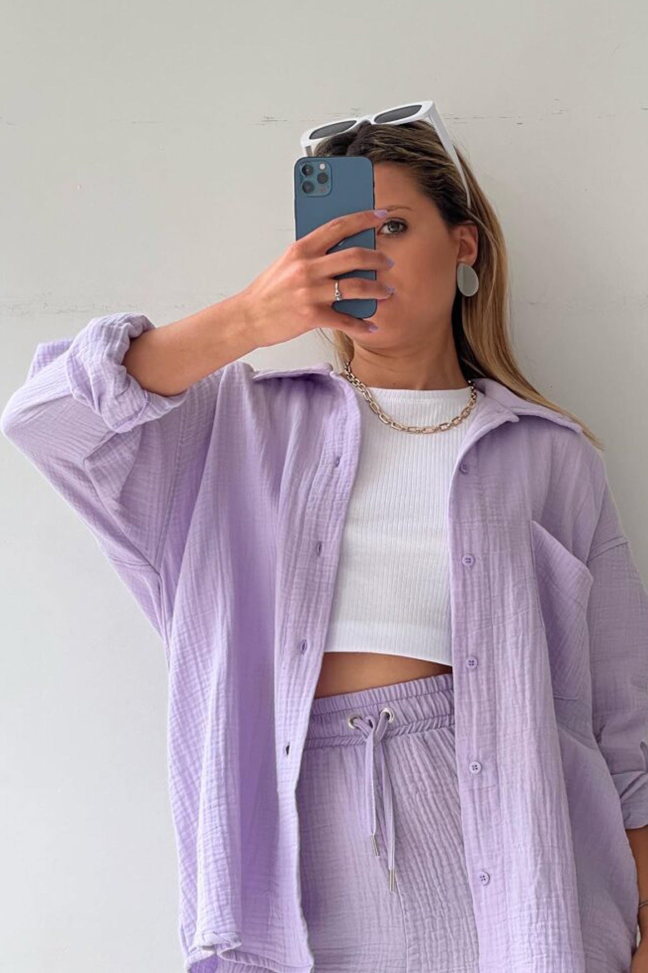 Effortless Two Piece Set for Women with Button Down