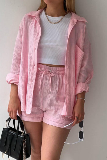 Effortless Two Piece Set for Women with Button Down