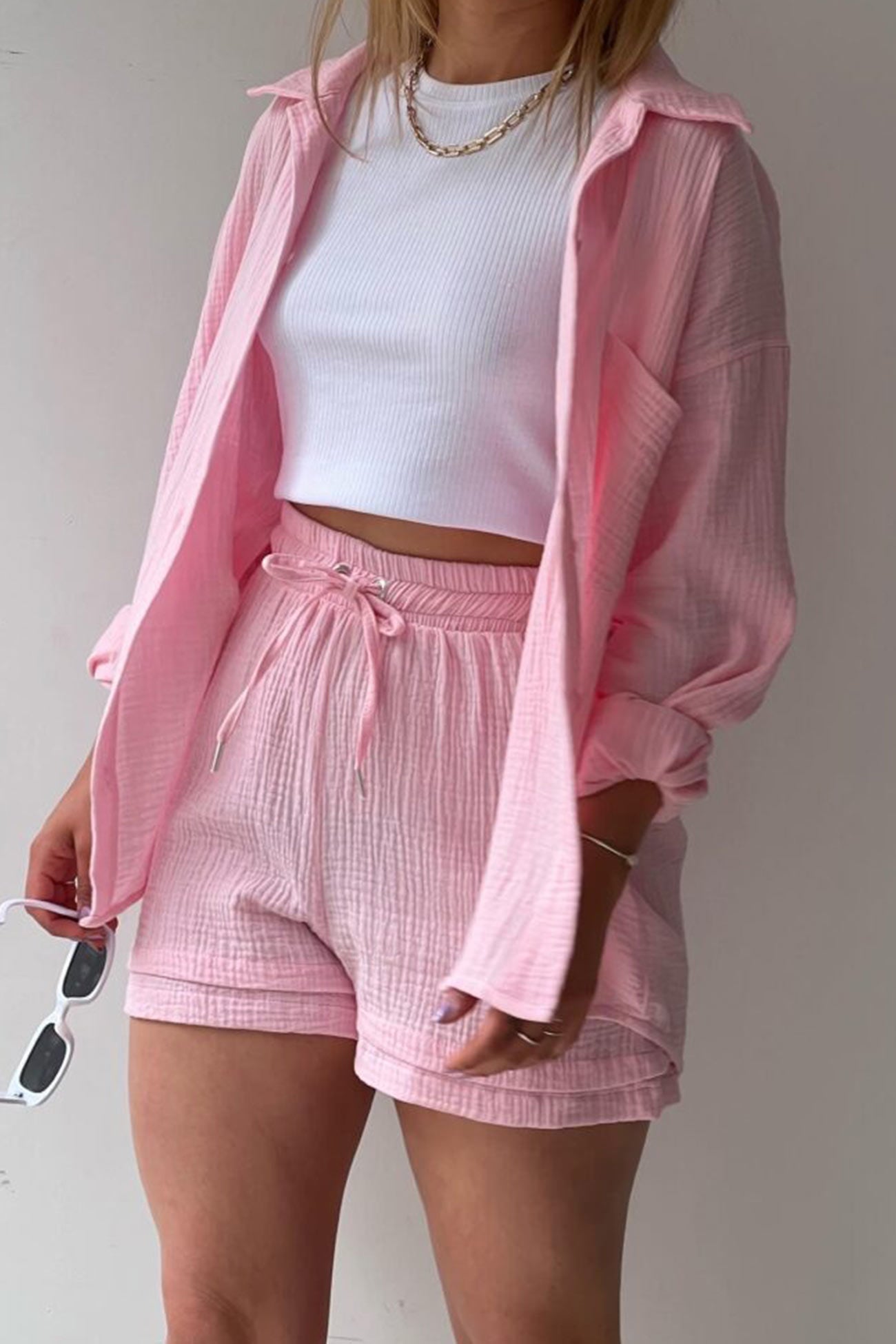 Effortless Two Piece Set for Women with Button Down