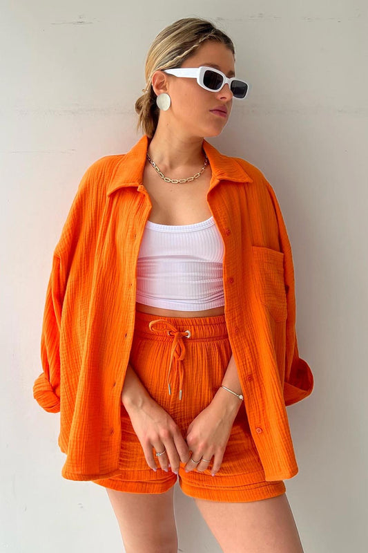 Effortless Two Piece Set for Women with Button Down