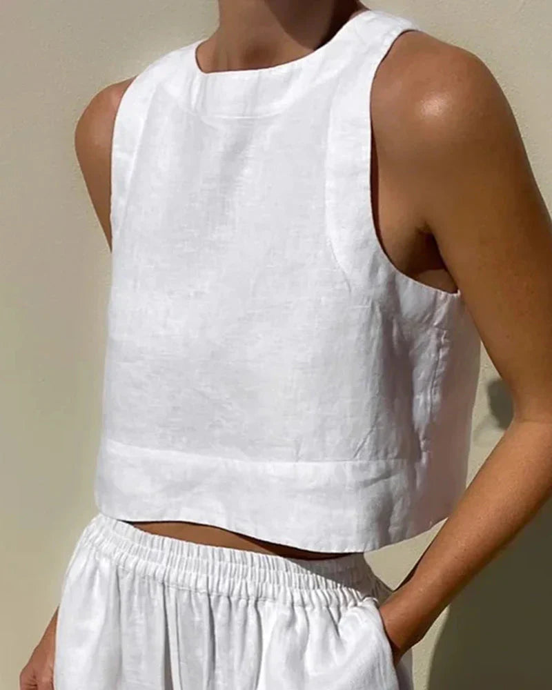 Effortless Two Piece Set for Women with Sleeveless Casual Wide Leg Style