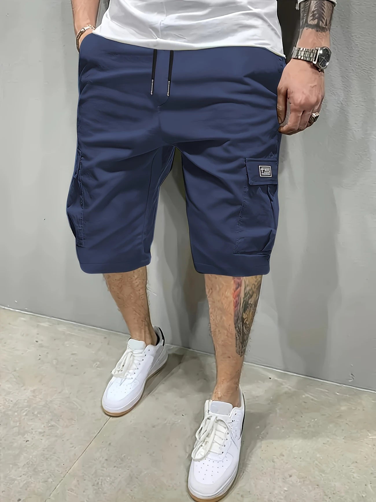 Classic Cargo Shorts for Men with Drawstring Pockets