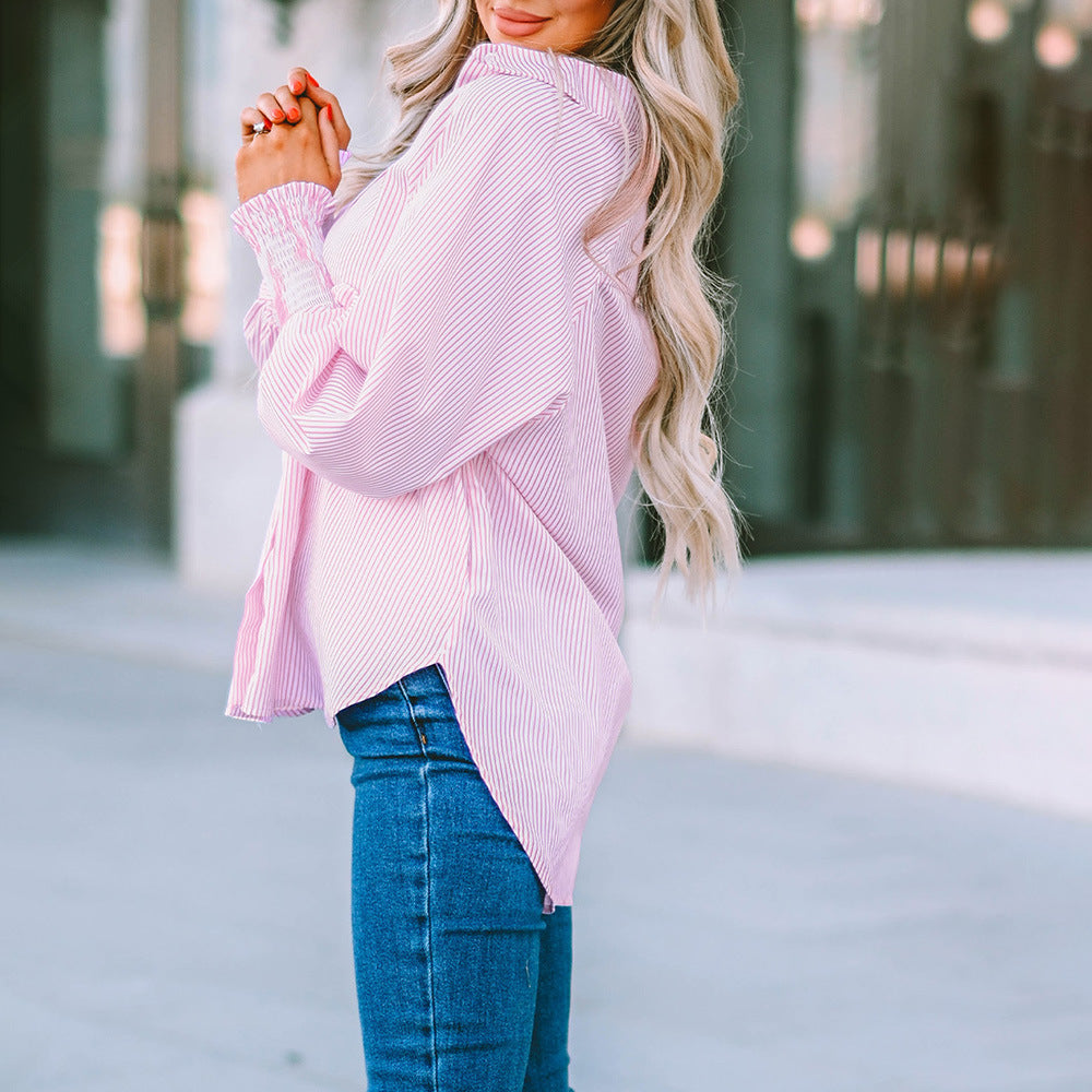 Stylish Striped Blouse for Women with Layered