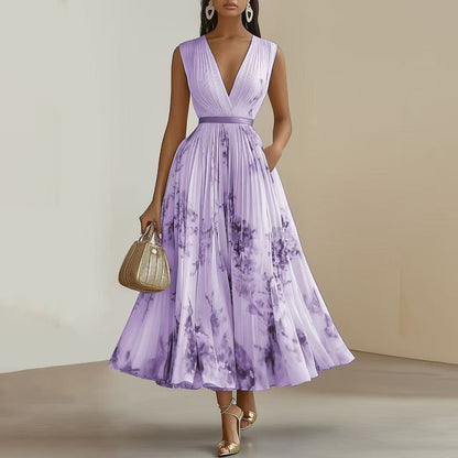 Elegant Wrap Mini Dress for Women with V Neck Sleeveless