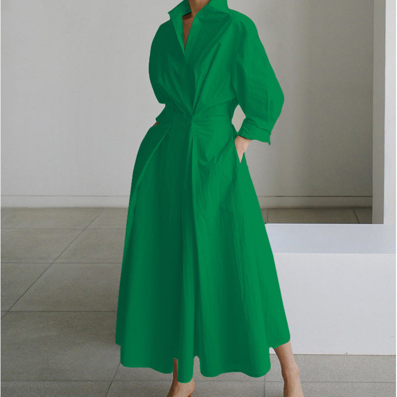 Elegant Wrap Maxi Dress for Women with Collared Casual Style