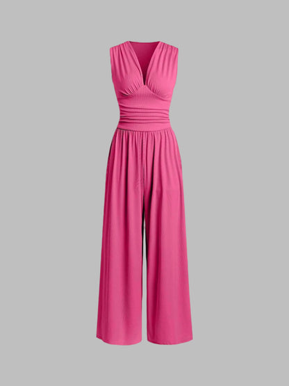 Comfortable Jumpsuit for Women with Sleeveless Wide Leg