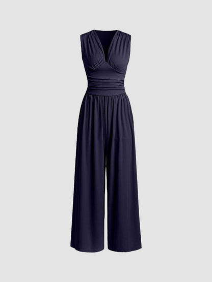Comfortable Jumpsuit for Women with Sleeveless Wide Leg
