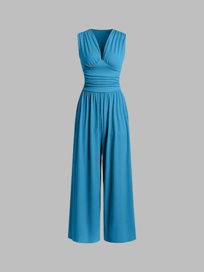 Comfortable Jumpsuit for Women with Sleeveless Wide Leg