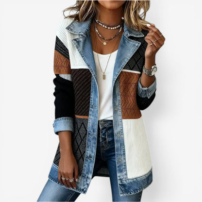 Elegant Denim Jacket for Women with Layered Casual Style