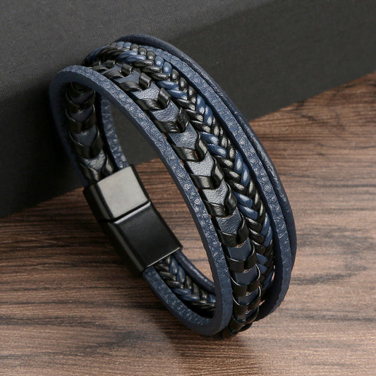Elegant Bracelet for Men with Braided Viking Design