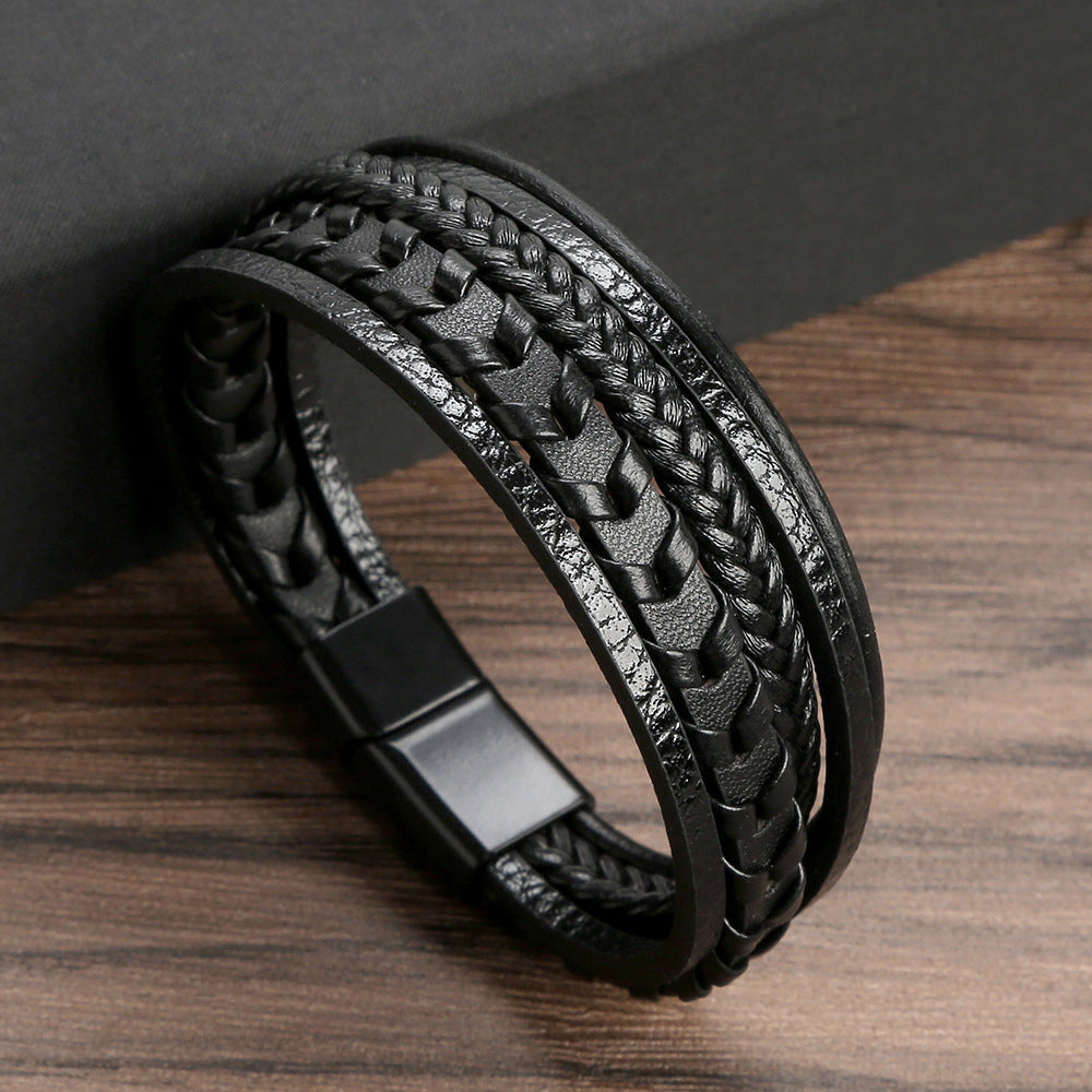 Elegant Bracelet for Men with Braided Viking Design