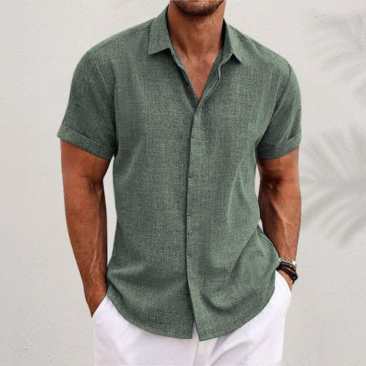 Classic Linen Shirt for Men with Collared Casual Style