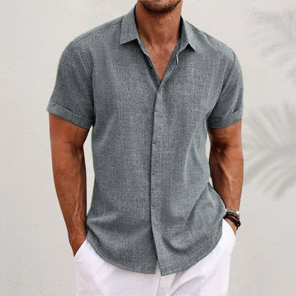 Classic Linen Shirt for Men with Collared Casual Style