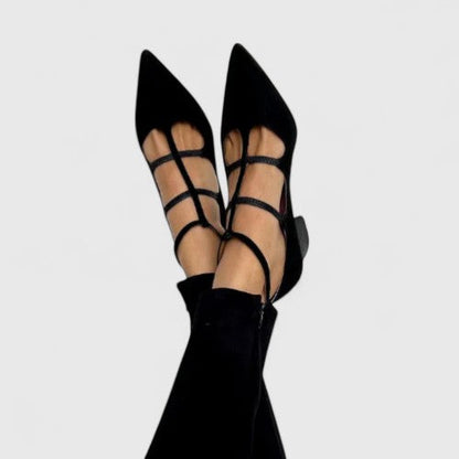 Comfortable Black Heels for Women with Pointed Toe Style