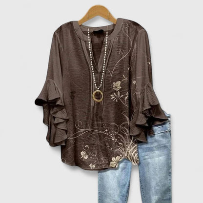 Stylish Floral Blouse for Women with Ruffle Sleeve