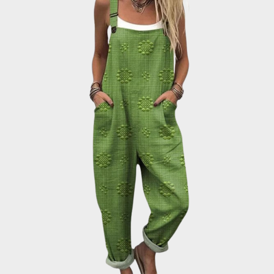 Comfortable Green Printed Overalls for Women