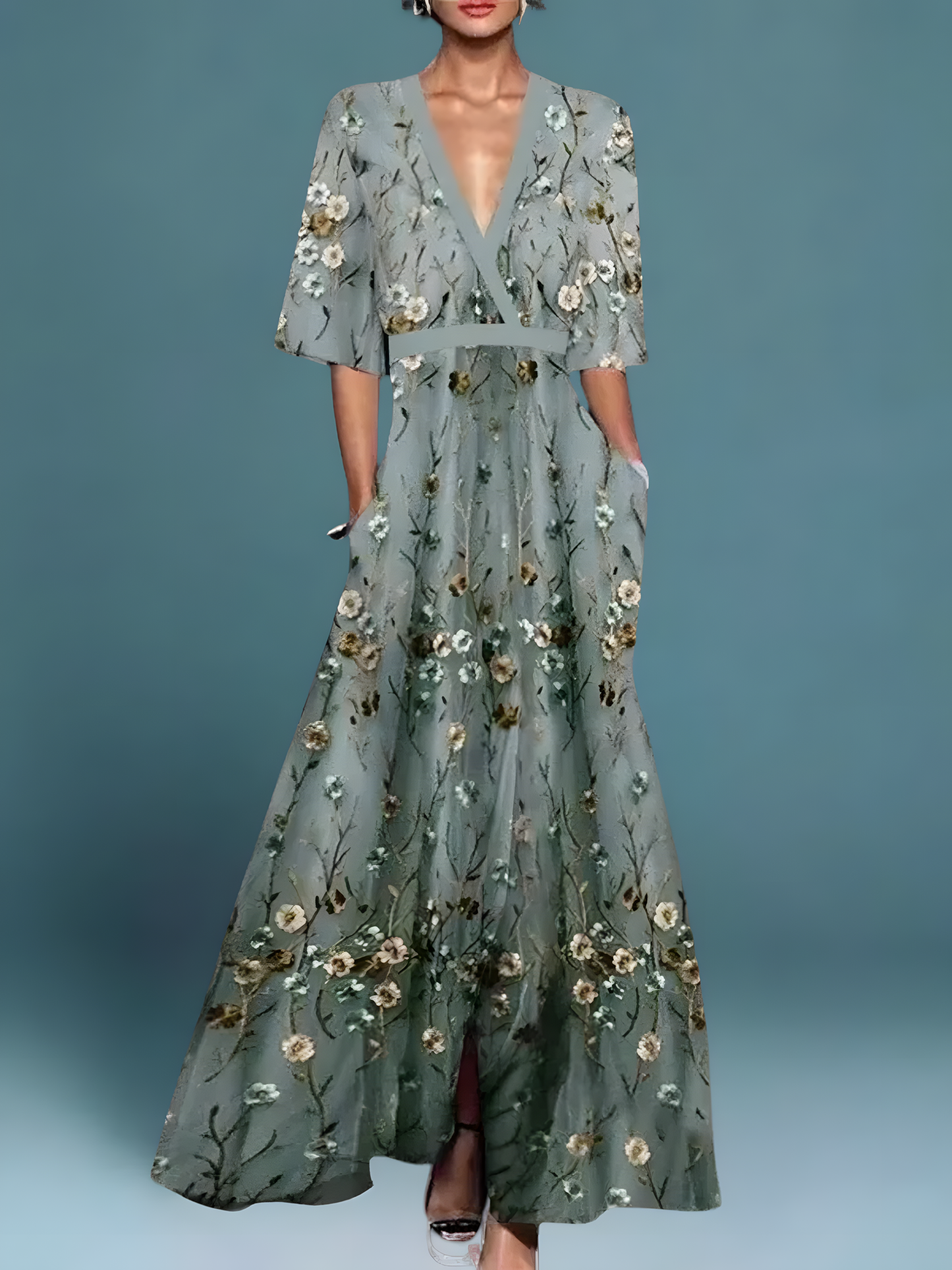 Stylish Floral Evening Dress for Women Formal Wedding Guest Style