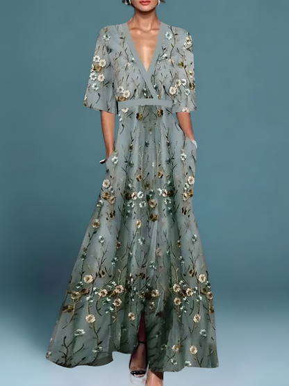 Stylish Floral Evening Dress for Women Formal Wedding Guest Style