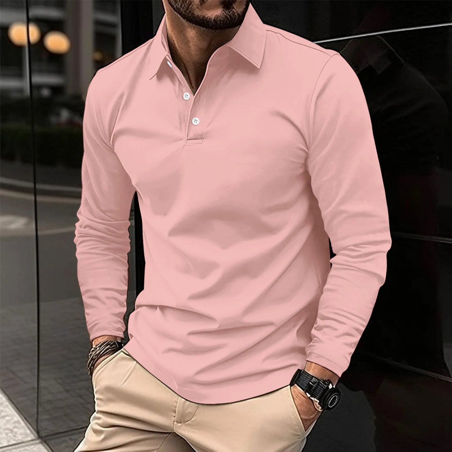 Comfortable Polo Shirt for Men with Long Sleeve