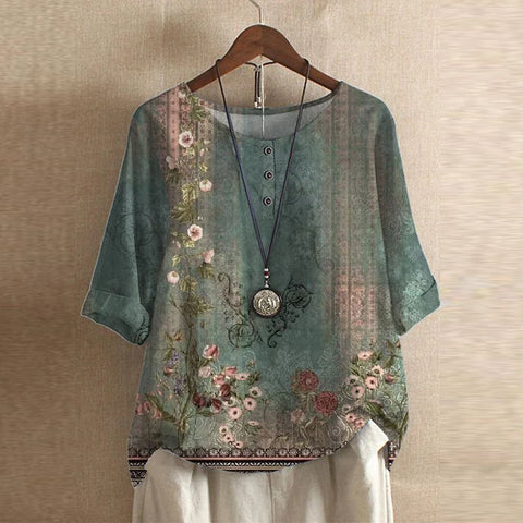 Stylish Floral Blouse for Women with Retro Casual Vintage Style