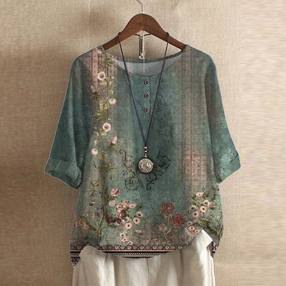 Stylish Floral Blouse for Women with Retro Casual Vintage Style
