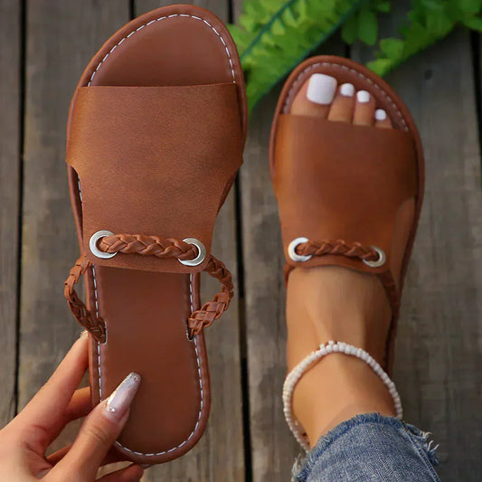 Comfortable Sandals for Women with Braided Slip On Breathable Style