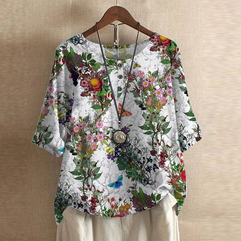 Stylish Floral Blouse for Women with Retro Casual Vintage Style