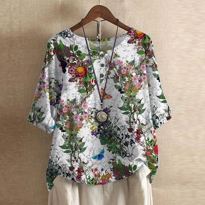 Stylish Floral Blouse for Women with Retro Casual Vintage Style