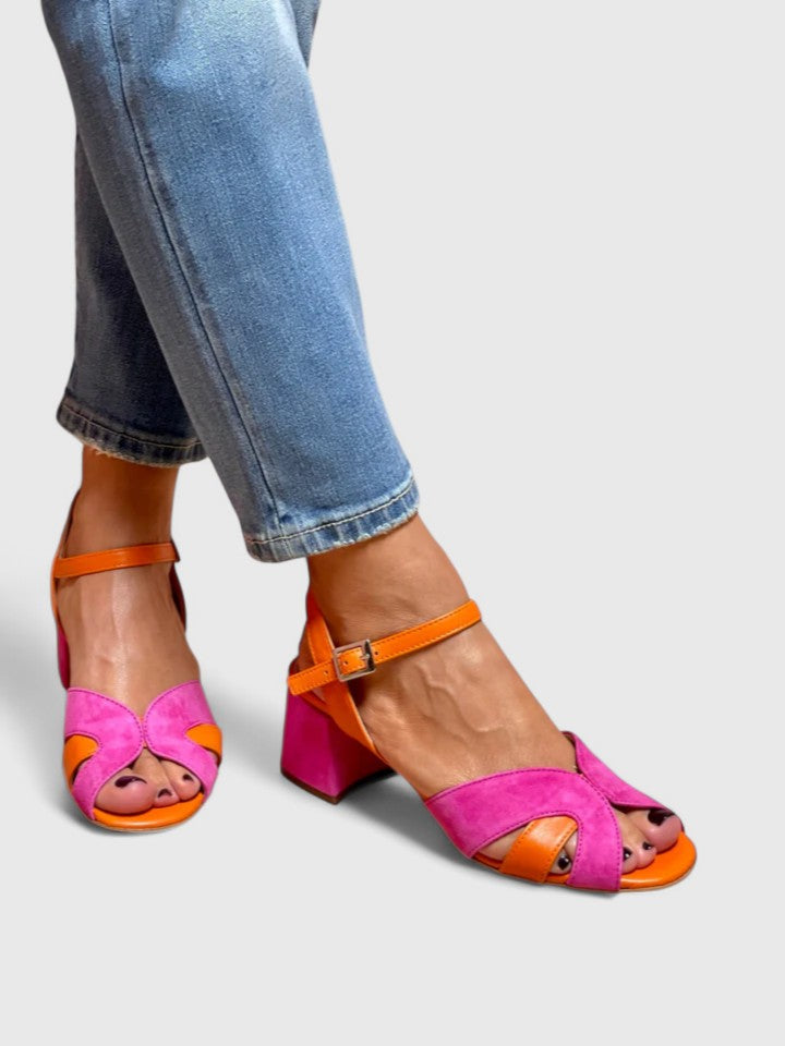 Comfortable Pink Heels for Women with Orthopedic Ankle Strap Style