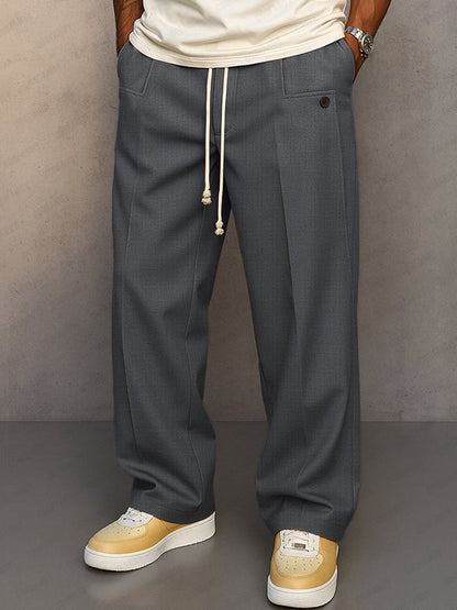 Classic Pants for Men with Drawstring Casual Style