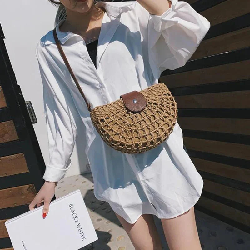Elegant Crossbody Bag for Women with Braided Web Design