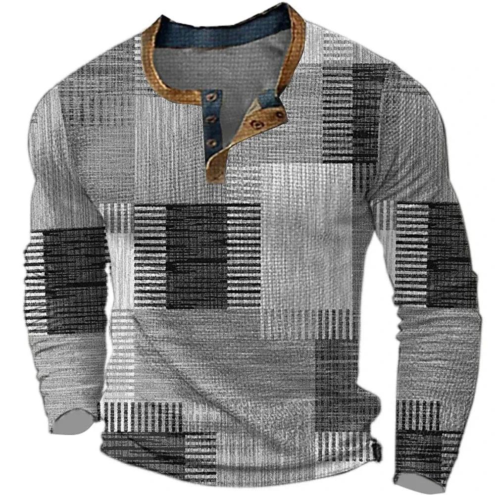 Comfortable Patchwork Shirt for Men with Long Sleeve