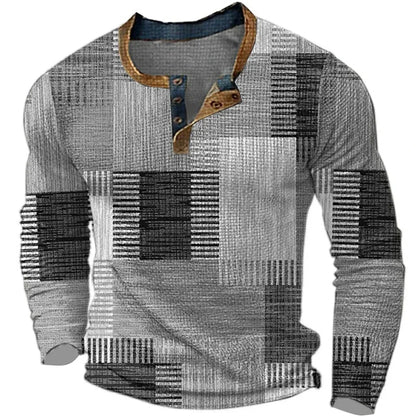 Comfortable Patchwork Shirt for Men with Long Sleeve