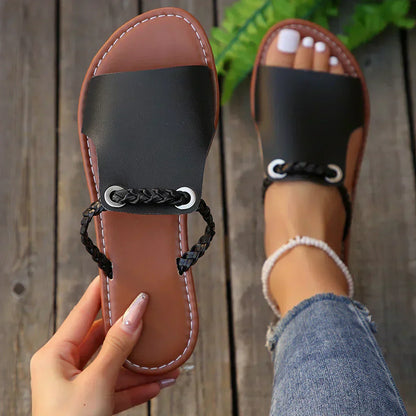 Comfortable Sandals for Women with Braided Slip On Breathable Style